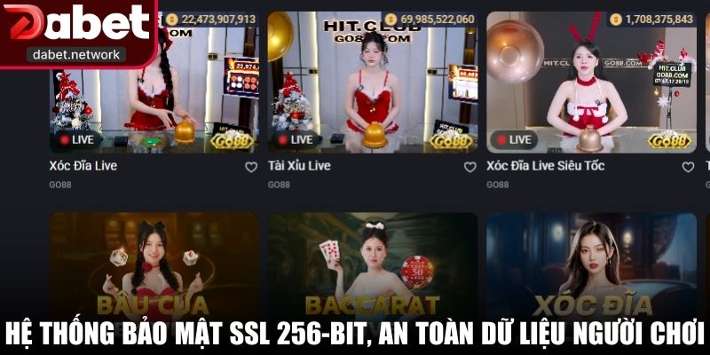 Hệ thống bảo mật SSL 256-bit, an toàn dữ liệu người chơi