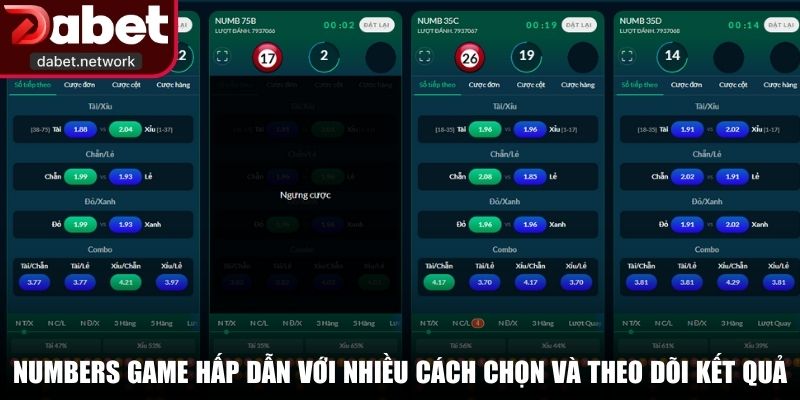 Numbers Game hấp dẫn với nhiều cách chọn và theo dõi kết quả